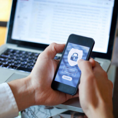 data security concept, mobile application access, login and password