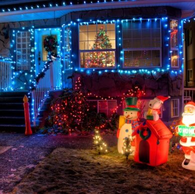 Holiday lights scene.